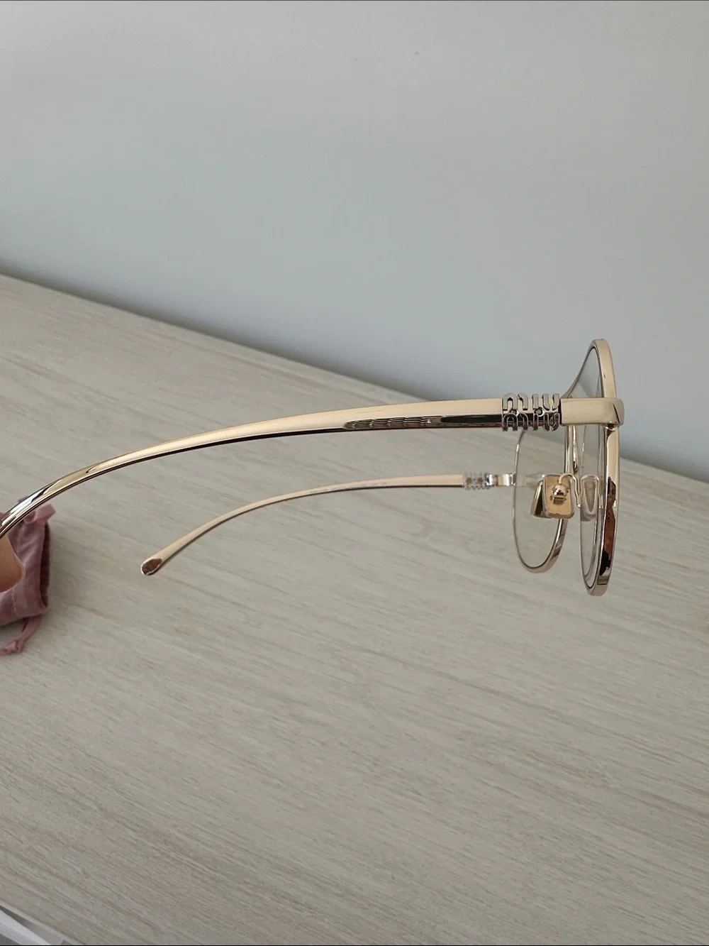 Miu Miu Gold Metal Aviator Sunglasses Blue Light